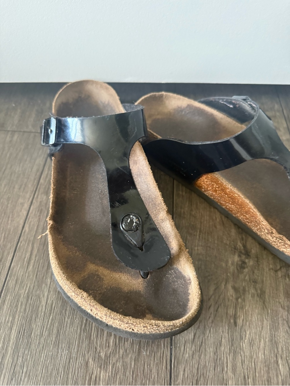 Birkenstock Black Patent Thong Sandals